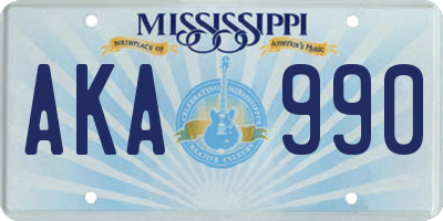MS license plate AKA990