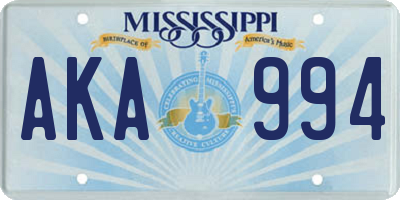 MS license plate AKA994
