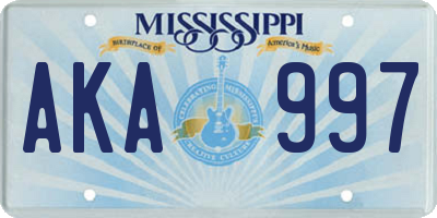 MS license plate AKA997