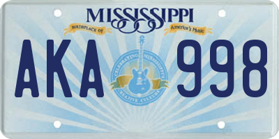MS license plate AKA998