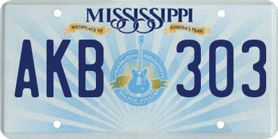 MS license plate AKB303