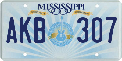 MS license plate AKB307