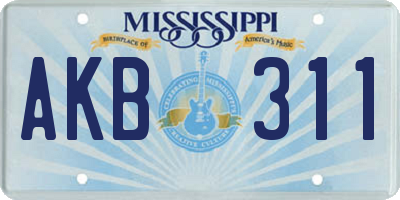 MS license plate AKB311