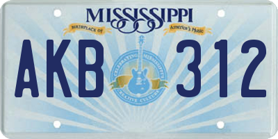 MS license plate AKB312