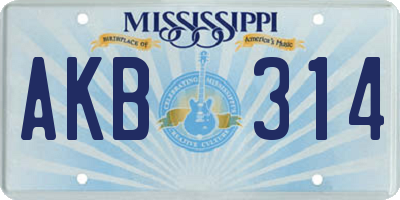 MS license plate AKB314