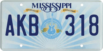 MS license plate AKB318