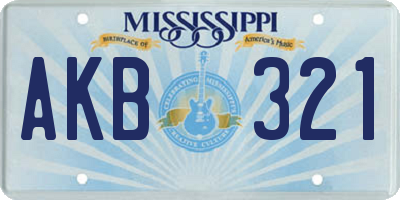 MS license plate AKB321