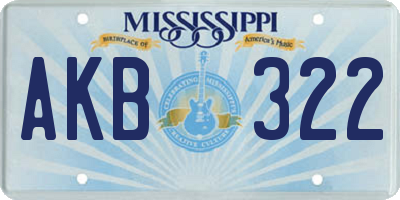 MS license plate AKB322