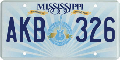 MS license plate AKB326