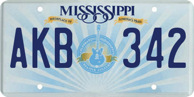 MS license plate AKB342