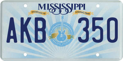 MS license plate AKB350