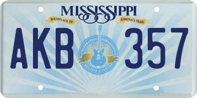 MS license plate AKB357