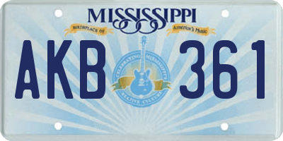 MS license plate AKB361