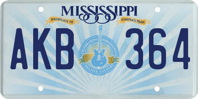 MS license plate AKB364