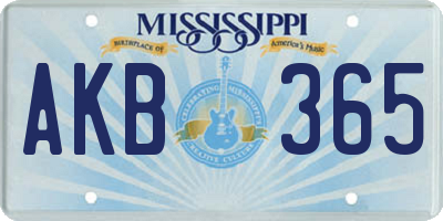 MS license plate AKB365