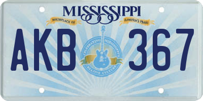 MS license plate AKB367