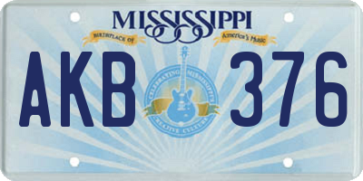 MS license plate AKB376