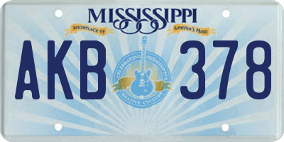 MS license plate AKB378