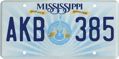 MS license plate AKB385
