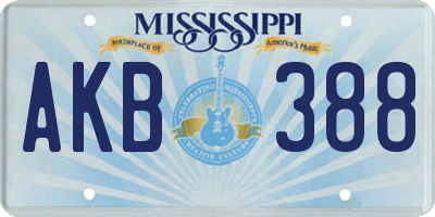 MS license plate AKB388