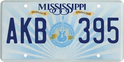 MS license plate AKB395