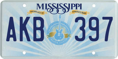 MS license plate AKB397