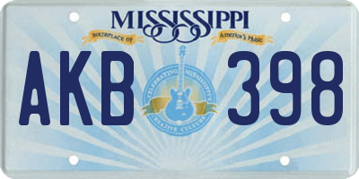 MS license plate AKB398