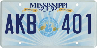 MS license plate AKB401