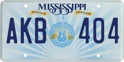 MS license plate AKB404