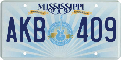MS license plate AKB409