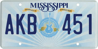 MS license plate AKB451