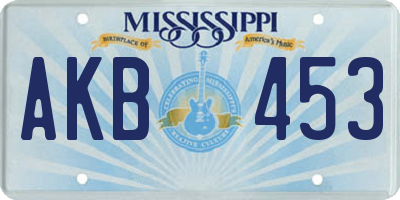 MS license plate AKB453