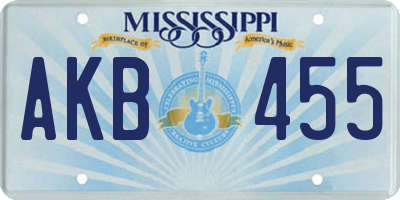 MS license plate AKB455