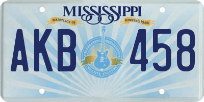MS license plate AKB458