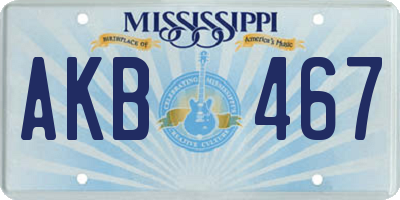 MS license plate AKB467