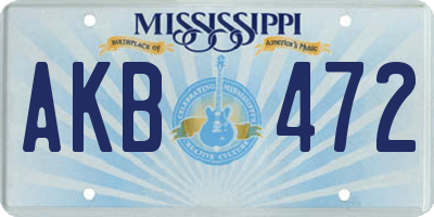 MS license plate AKB472