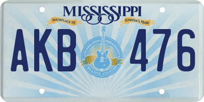 MS license plate AKB476