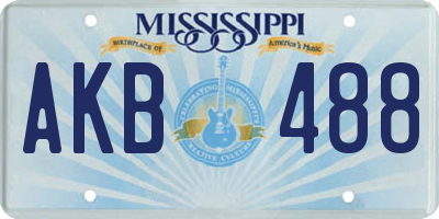 MS license plate AKB488