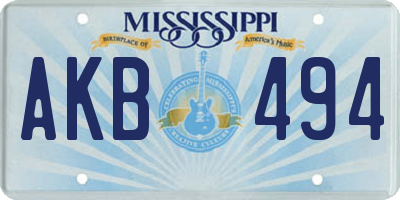 MS license plate AKB494