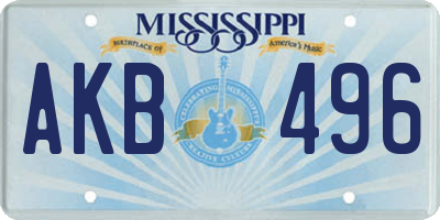 MS license plate AKB496