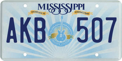 MS license plate AKB507