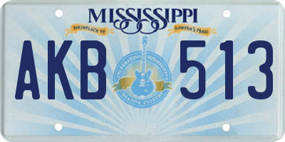 MS license plate AKB513