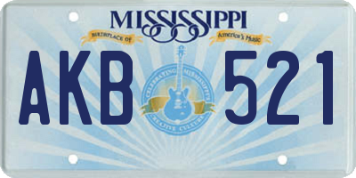 MS license plate AKB521