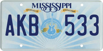 MS license plate AKB533