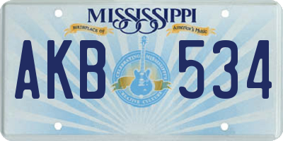 MS license plate AKB534