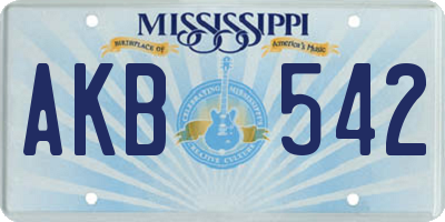 MS license plate AKB542