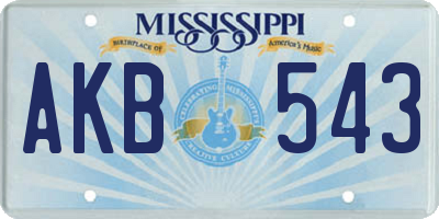 MS license plate AKB543