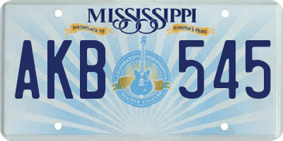 MS license plate AKB545