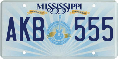 MS license plate AKB555
