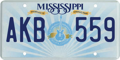 MS license plate AKB559